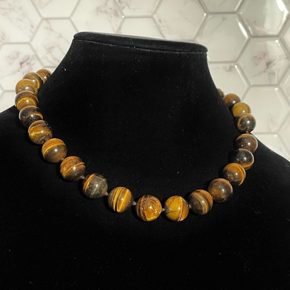 Elegant Tigers Eye Large Beaded Necklace